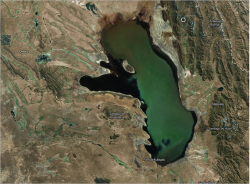 Capa de imágenes del lago Poopó en 2019