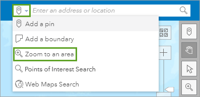 Opción de búsqueda Acercar a un área