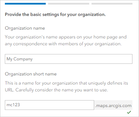 Elegir la configuración para su nueva organización.