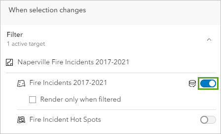 Opción Filtrar para Fire Incidents 2017-2021