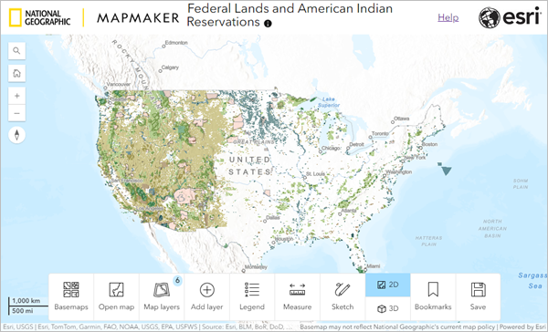 Mapa Federal Lands and American Indian Reservations