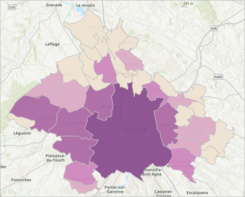 Mapa con capa de resultados de análisis predeterminada