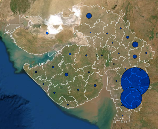 Mapa de la capacidad de almacenamiento por distrito