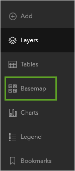 Botón Mapa base en la barra de herramientas Contenido