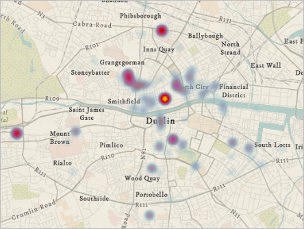 Estilo de dibujo de mapa de calor en el mapa