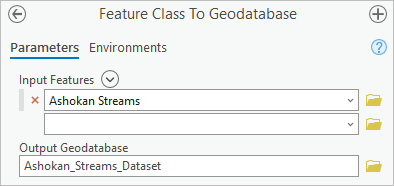 Parámetros de la herramienta De clase de entidad a geodatabase