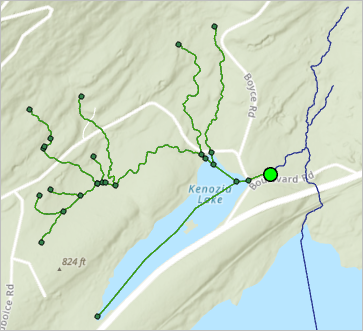 Mapa que muestra las áreas aguas arriba guardadas