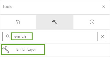 Herramienta Enriquecer capa en la pestaña Herramientas