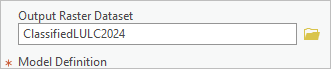 Parámetro Dataset ráster de salida establecido en ClassifiedLULC2024