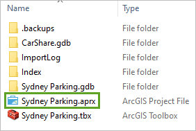 Archivo de proyecto de ArcGIS Sydney Parking