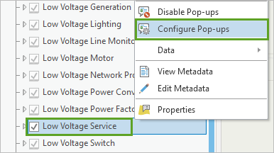 Configurar elementos emergentes