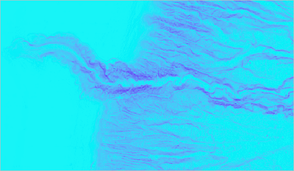 Mapa de pendiente en cian y morado