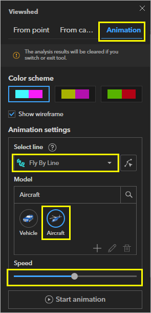 Configuración de la animación