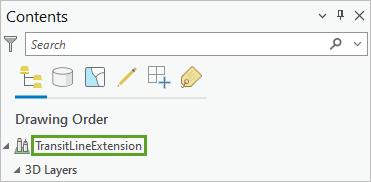 TransitLineExtension en el panel Contenido