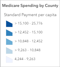 Leyenda que muestra las cinco clases de Medicare Spending per capita