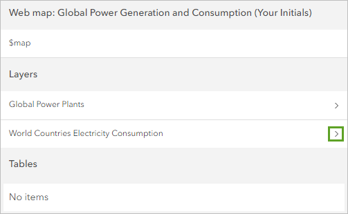 Développez la couche World Countries Electricity Consumption (Consommation électrique mondiale par pays).