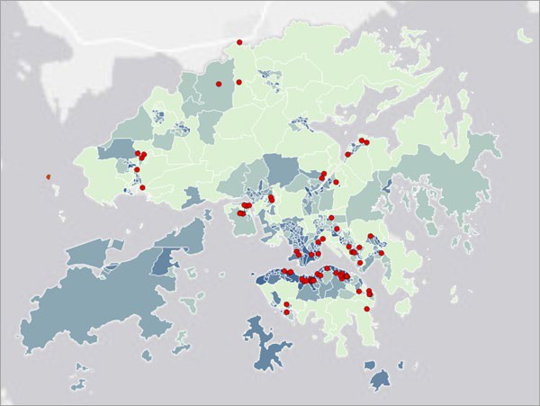 Carte de Hong Kong avec les résultats de risque de vulnérabilité