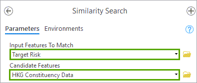 Paramètres de l’outil Recherche de similarité saisis