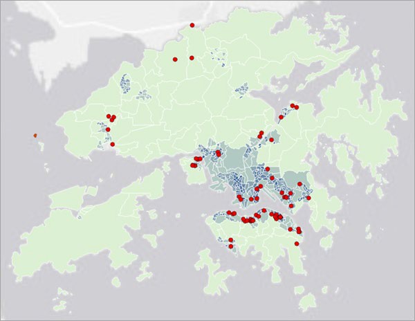 Carte de Hong Kong avec les résultats de risque de transmission