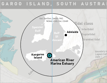 Carte en encart zoomée sur l’île Kangourou.