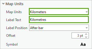 Propriétés Map Units (Unités de la carte) et Label Text (Texte de l’étiquette)