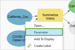 Option Paramètre dans le menu contextuel