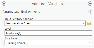 Paramètres de l’outil Add Level Variables (Ajouter des variables de niveau)