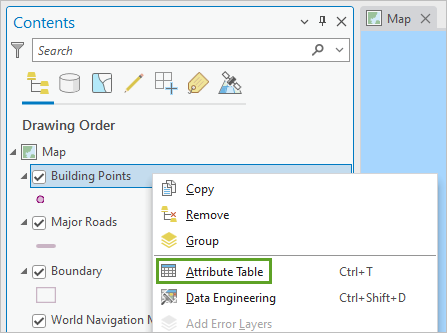 Option Table attributaire