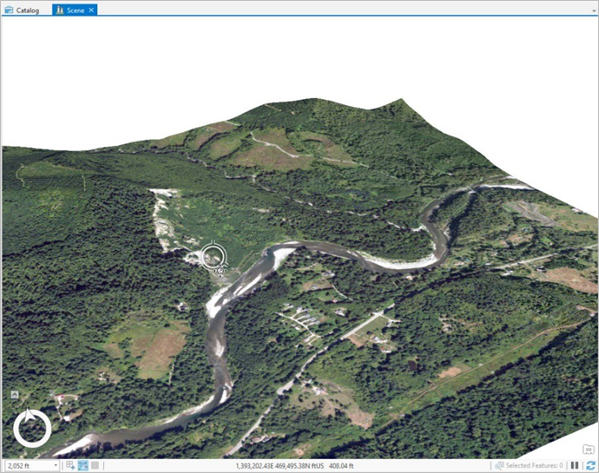 Vue 3D de la zone d’Oso avant la coulée de boue