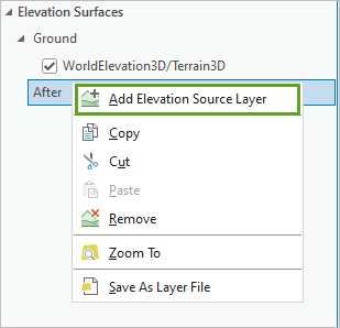 Option Add Elevation Source Layer (Ajouter une couche de source d’élévation)