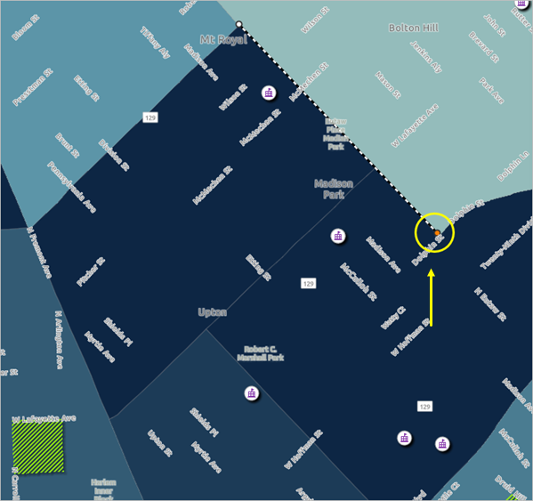 Deuxième point de la zone de projet sur la carte