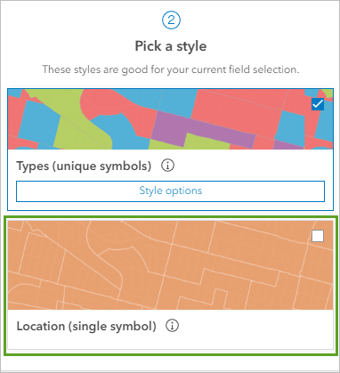 Style Location (single symbol) (Emplacement (un seul symbole)) dans la fenêtre Styles