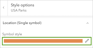 Symbole sous Symbol style (Style de symbole) dans la fenêtre Style options (Options de style)