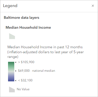 Légende de la couche Median Household Income