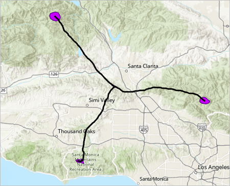 Couches Mountain_Lion_Paths et Highways (Autoroutes) affichées sur la carte