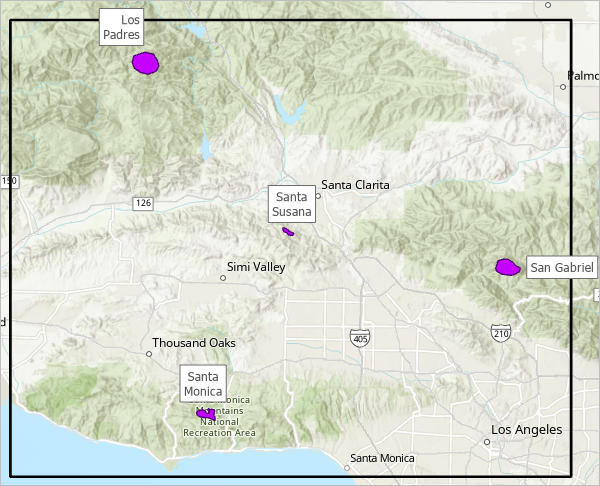 Couche Core Mountain Lion Habitats (Principales zones d’habitat des pumas) affichée sur la carte