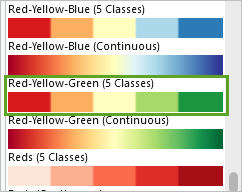 Option de symbologie Red-Yellow-Green (5 Classes) (Rouge-Jaune-Vert (5 classes))