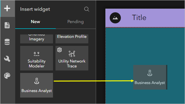 Zone de déplacement Add widget (Ajouter un widget)