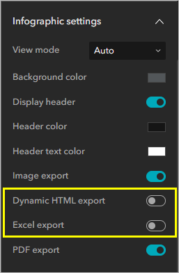 Paramètres Infographic settings (Paramètres de l’infographie)