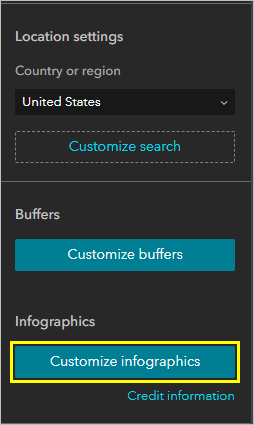 Bouton Customize infographics (Personnaliser les infographies)