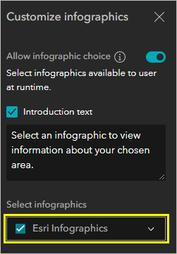 Menu déroulant Esri Infographics (Infographies Esri)