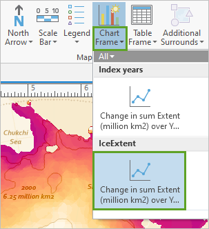 Bibliothèque Chart Frame (Fenêtre de diagramme) avec le diagramme IceExtent (ÉtendueGlace) sélectionné