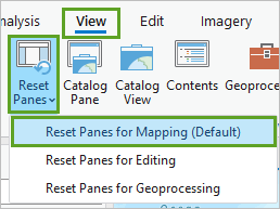 Option Reset Panes for Mapping (Réinitialiser les fenêtres pour la cartographie)