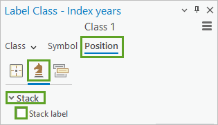 Option Stack label (Étiquette multi-lignes) désélectionnée