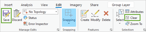 Boutons Save (Enregistrer) et Clear (Effacer) dans l’onglet Edit (Mettre à jour) du ruban