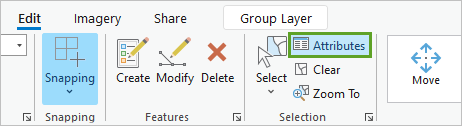 Bouton Attributes (Attributs) dans l’onglet Edit (Mettre à jour) du ruban