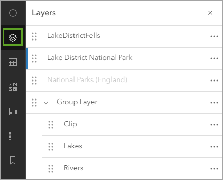 Bouton Layers (Couches) dans la barre d’outils Contents (Contenu)