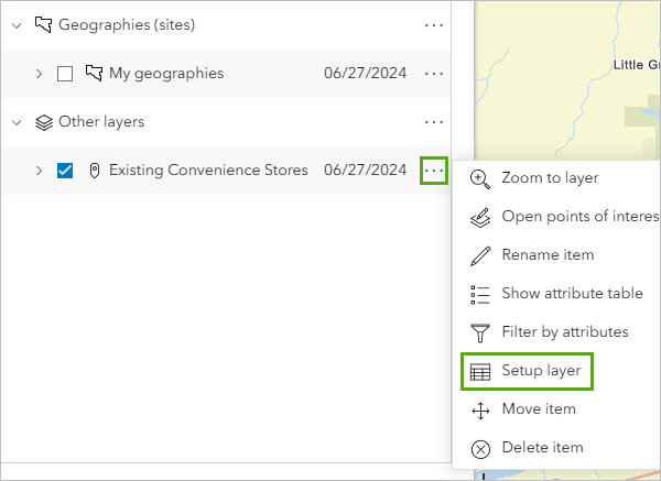 Option Setup layer (Configurer la couche)