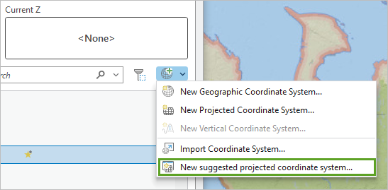 New suggested projected coordinate system (Nouveau système de coordonnées projetées suggéré)