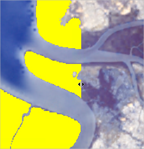 Comparaison par balayage de l’imagerie et des mangroves classifiées